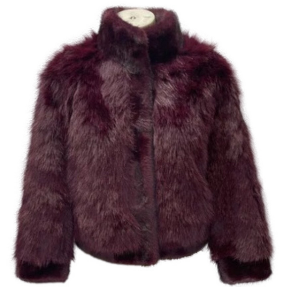 NEW ADRIANNE LANDAU Women's Faux Fur Jacket Devon Fox Size XS Fig Purple - Picture 1 of 7